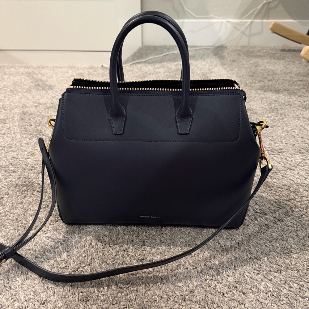 Mansur Gavriel Calf Mini Travel Crossbody Bag in color Blu - Picture 3 of 8